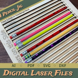 24 Pencil Jig para Corte a Laser Lápis Personalizados - ARQUIVOS DIGITAIS | pdf, svg, dxf, ai