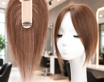Blonde Hair Topper with Dark Roots | Straight Clip In Hairpiece for Women Natural Look