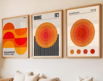 Set of 3 Bauhaus Posters | Modernist Geometric Wall Art | Minimalist Fine Art Prints | Bauhaus Design Home Decor | Frame Option Available