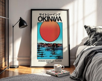 Okinawa Japanese Art Poster | Minimalist Geometric Abstract Print | Modern Zen Wall Decor | Japanese Inspired Interior | Ready to Hang