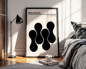 Bauhaus Poster Abstract Minimalist Print Shapes Modern Art Framed Wall Decor Scandinavian Design Living Room Large Monochrome Artwork