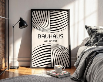 Bauhaus Optical Vortex Poster, Abstract Op Art Print, Geometric Curved Lines Wall Art, Minimalist Chic Home Decor, Kinetic Pattern 1923