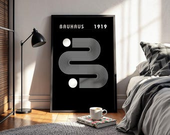 Bauhaus Ausstellung Poster, Colorful Geometric Circles Print, Abstract 70s Wall Art, Minimalist Chic Home Decor, Framed Design Gallery Print