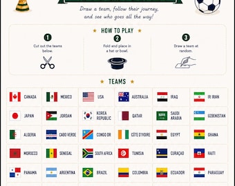 World Cup 2026 Sweepstake Kit PLUS Fun Prediction Game | Family Tournament Prediction Game (Instant Download)