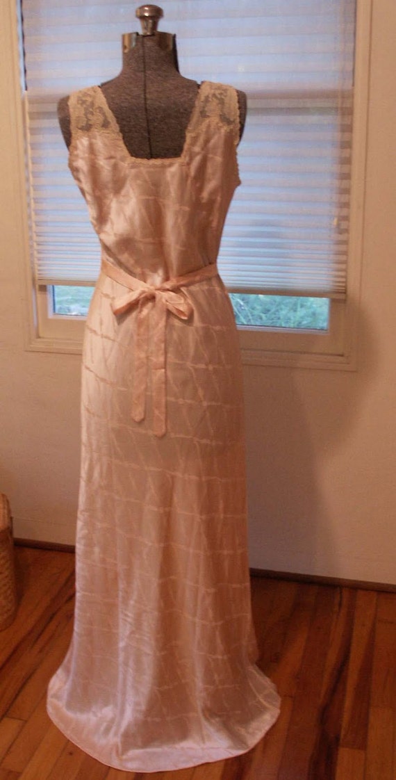 1930's silk nightgown with lace top - image 2