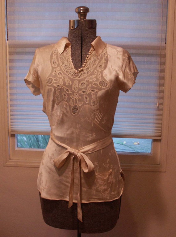 1930's silk brocade blouse