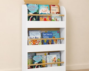 Bear Bookshelf 3 Tier Children's Bookcase Montessori Kids Book Storage Organizer for Nursery Playroom Bedroom Toy Display