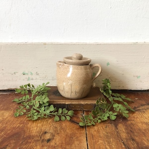Handmade Floral/Leaf Pottery/Creamer Pot with Lid/Cottage/French Farmhouse Kitchen Decor