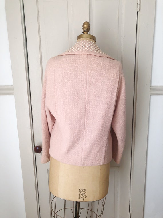 Letters of Love 1950s Short Pink Wool Coat with R… - image 4