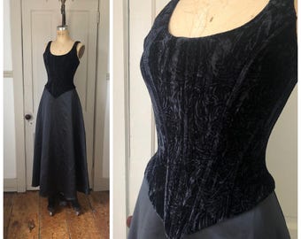 Spirit Room 1990s Scott McClintock Black Velvet Pointed Corset Gown/Whimsigoth/Size XS