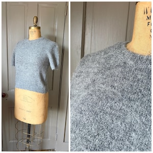 Gloomy Skies 1990s The Limited Short Sleeve Grey/White Wool Mohair Pullover Sweater/Made in Italy/Size Small/Medium
