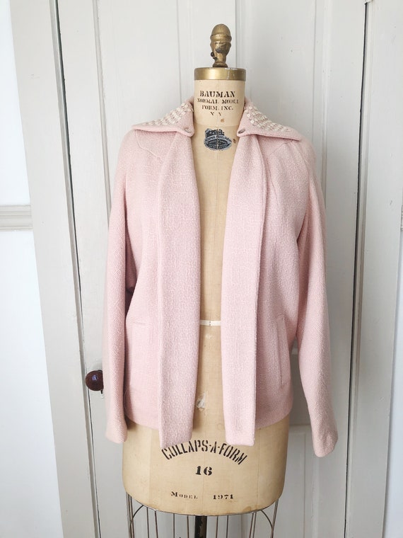 Letters of Love 1950s Short Pink Wool Coat with R… - image 2
