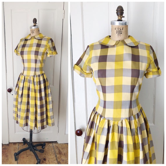 Chestnut Hill 1940s/1950s Short Sleeve Yellow & Br