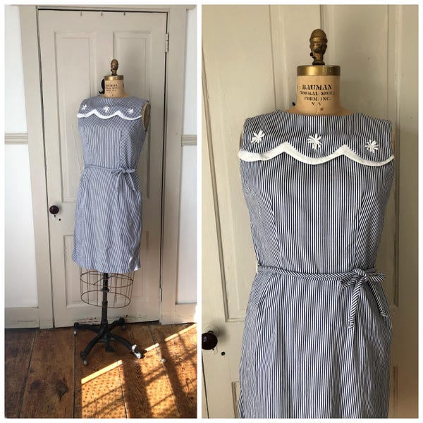 The Paula Stripe Dress-Navy main image 0