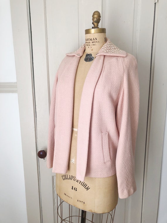 Letters of Love 1950s Short Pink Wool Coat with R… - image 3