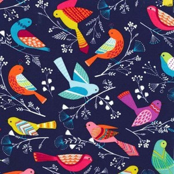 Michael Miller Fabric - 1 Fat Quarter Flock in Navy