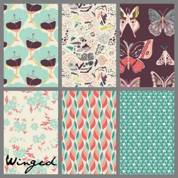 Art Gallery Fabrics - 6 Fat Quarter Bundle -  Winged by Bonnie Christine
