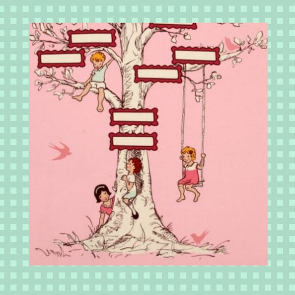REDUCED Sarah Jane Fabric - Family Tree Panel 60cm x 112cm / Children at Play Collection for Michael Miller - ships from Australia