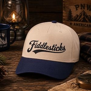 Fiddlesticks Baseball Cap - Retro Script Graphic Vintage Snapback Hat