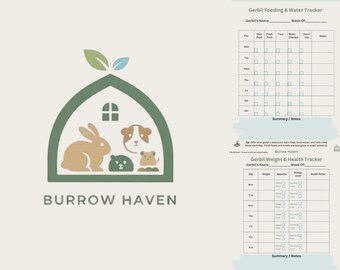 Gerbil Care Tracker Pack, Gerbil Feeding and Health Planner (Printable PDF)