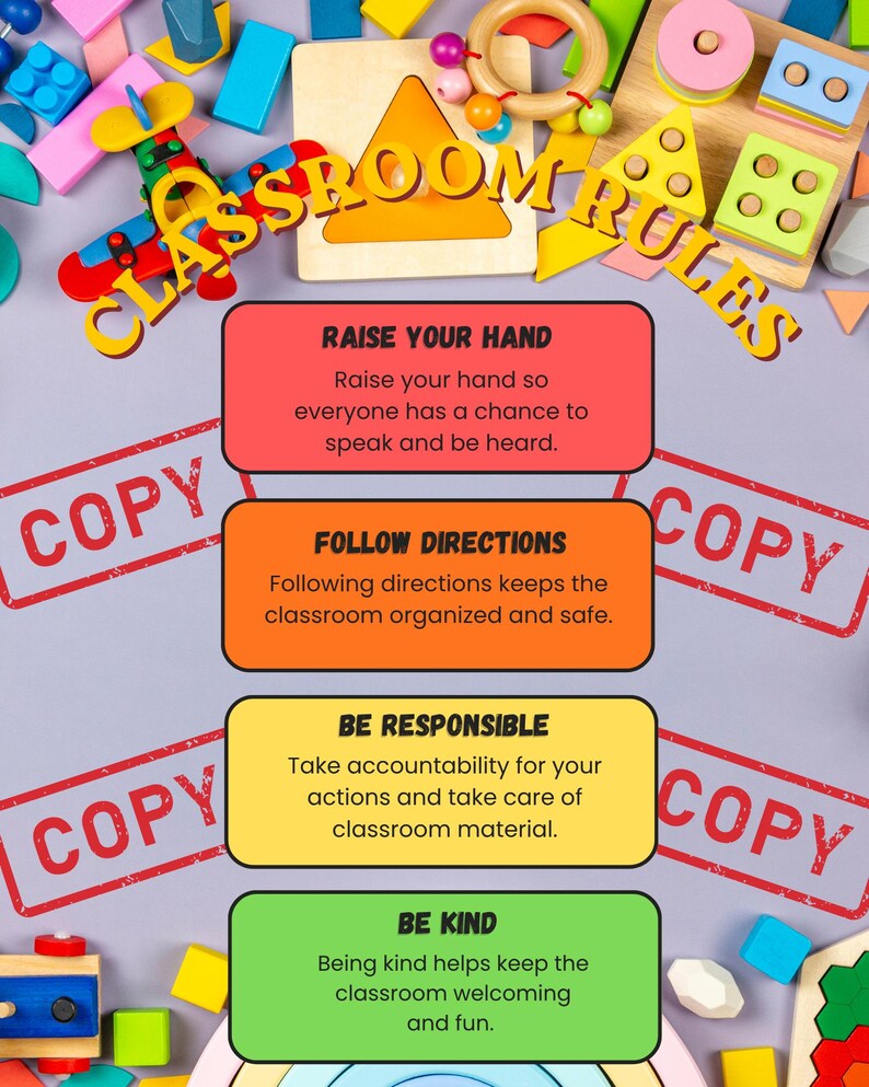 Classroom Rules Poster Printable | Classroom Decor | Rules Chart ...