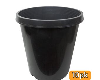 15 Gallon Heavy Duty Nursery Pots – Commercial Grade Black Plastic Plant Containers (10-Pack)