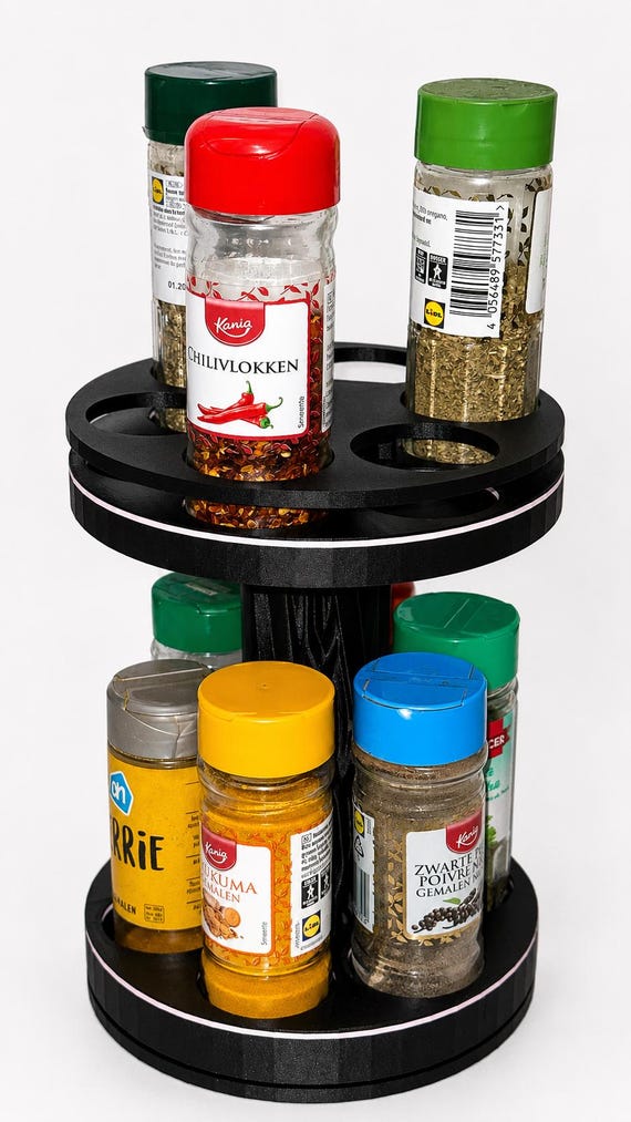 360° drehbarer Gewürzorganizer | Individuell 3D-gedruckter Gewürzhalter | Personalisiertes Küchenregal | Kräuter- und Gewürzorganizer