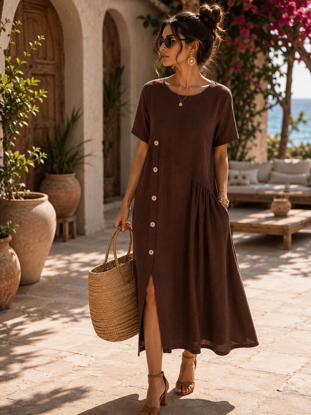 black and cream dress for women Floral Wrap With an airy asymmetrical Bark-decrease-Aug Hooded Dress - Gauze Size:11y-12y