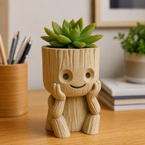 Geometric 3D Printed Planter Pot Hand Painted Succulent Holder Modern Desk Decor