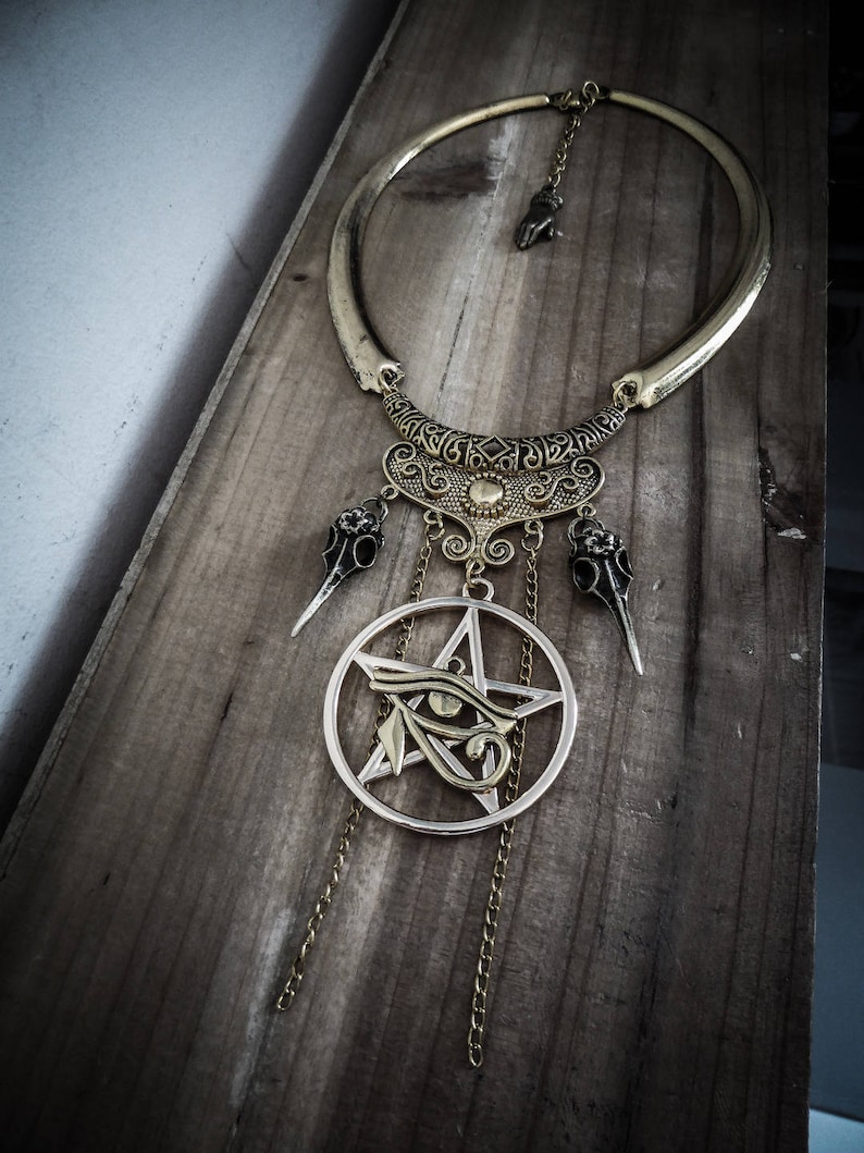 Download Bavaglino collana d'oro pentagramma ankh boho tribale | Etsy