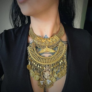 Cleopatra Egyptian Tribal Pieces Golden Necklace