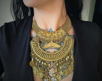 Cleopatra Egyptian Tribal Pieces Golden Necklace