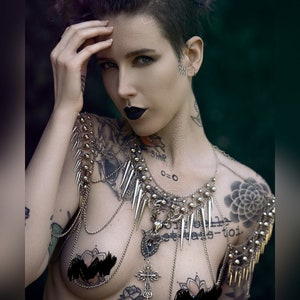 Silver belly dance Deer armor necklace