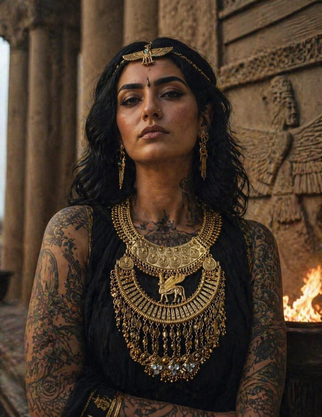Faravahar & Ahura Mazda Gold Persian Necklace – Zoroastrian
