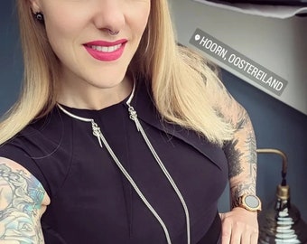 Silver goth Skullbirds chain necklace