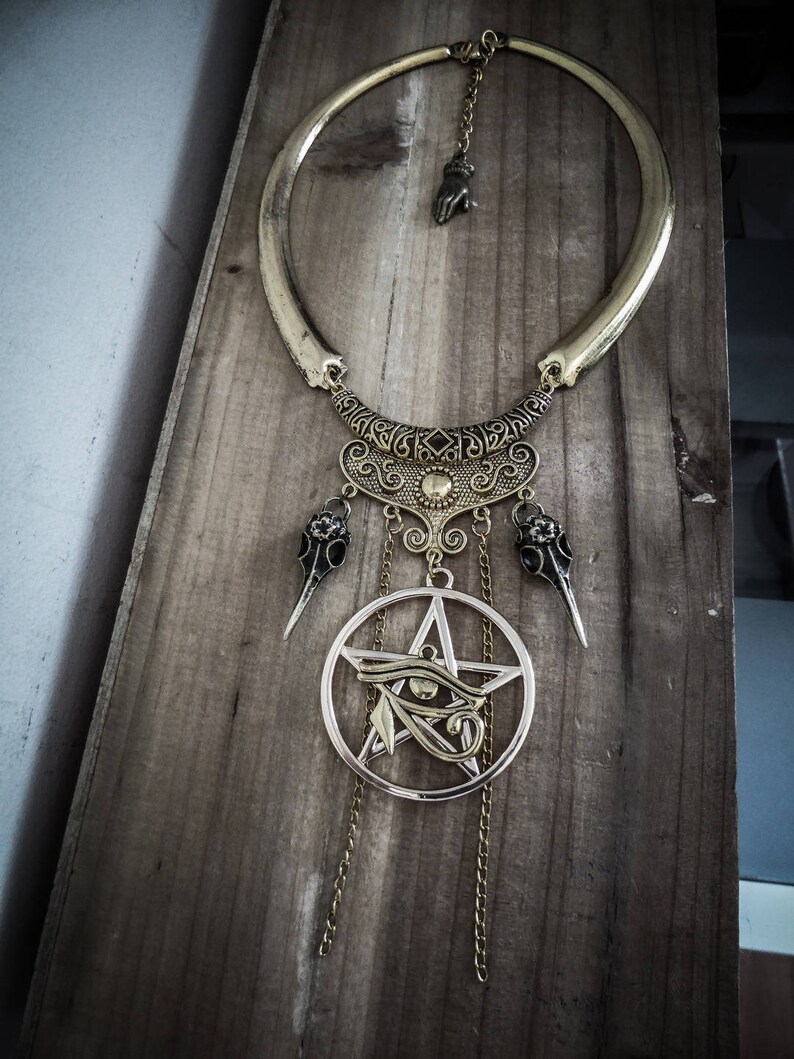 Download Bavaglino collana d'oro pentagramma ankh boho tribale | Etsy