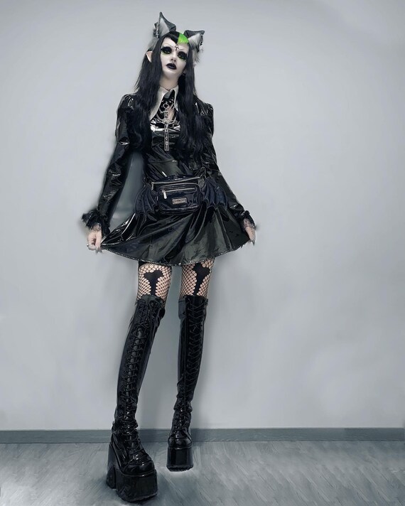 Collana girocollo in pelle di velluto punk gotico da donna con