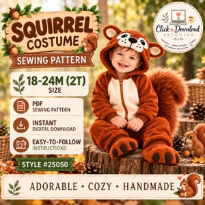 Squirrel Baby Sewing Costume Pattern PDF, Instant Download Halloween DIY
