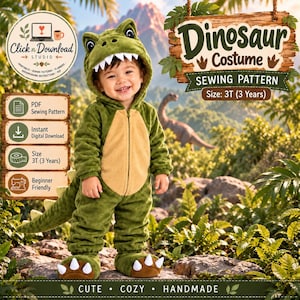 T-Rex Dinosaur Toddler 3T Sewing Costume Pattern PDF, Instant Download Halloween DIY