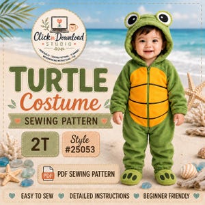 Turtle Baby Sewing Costume Pattern PDF, Instant Download Halloween DIY
