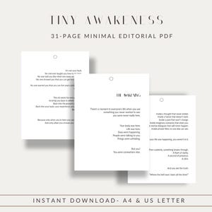 Tiny Awakeness | Minimal Editorial PDF  | Presence & Awareness Tool, Reflection Pages, Instant Download