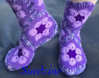 Crochet No Slip slipper boots