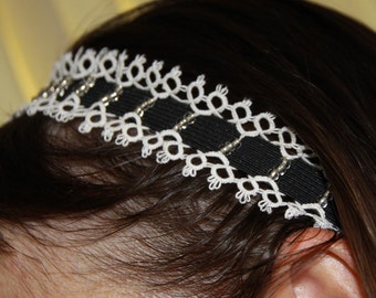 Tatting pattern for a beaded headband. Visual graph PDF.