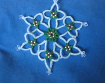 Beaded snowflake tatting pattern. PDF visual graph.