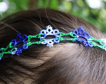 Tatting pattern for a flower headband.  Visual graph PDF instant download or email.