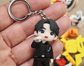 Porte-clés articulé Kpop Idol avec anneau en métal, figurine Flexi Singer imprimée en 3D