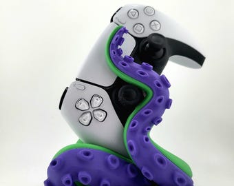 Support pour manette Octopus imprimé en 3D, décoration gaming bicolore violet-vert