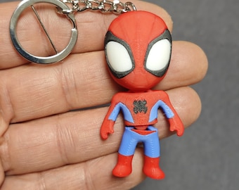 Porte-clés articulé Spider Hero avec anneau en métal, figurine Flexi Web Slinger imprimée en 3D