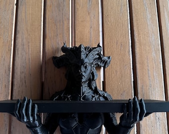 Étagère murale Lilith, statue gothique de la reine démoniaque, décoration flottante imprimée en 3D, décoration de salle de jeu sombre