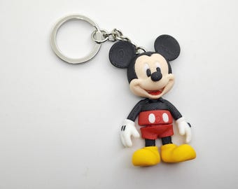 Porte-clés articulé souris dessin animé avec anneau en métal, figurine de souris rétro Flexi imprimée en 3D